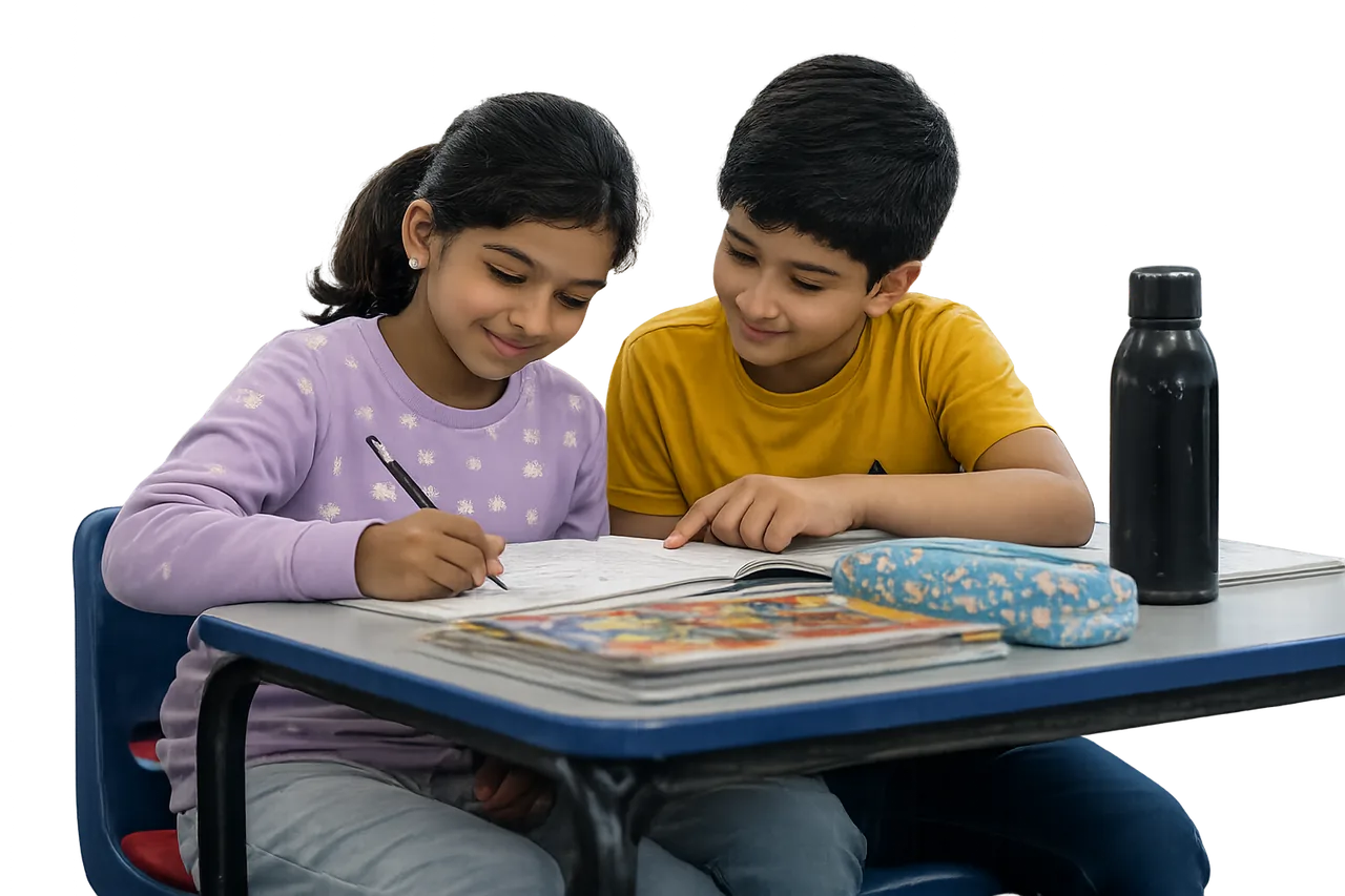 Year 4 students studying together at ARK Tuition